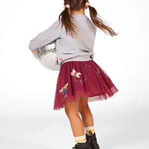 Girls Piccolina tulle tutu skirt maroon bug theme size 5t EUC Entomology theme